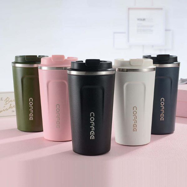 12oz 17oz Double Wall Stainless Steel Insulated Coffee Tumbler Portable Office Thermos Cup Travel Mug Spill Proof with Twist Rope Lid