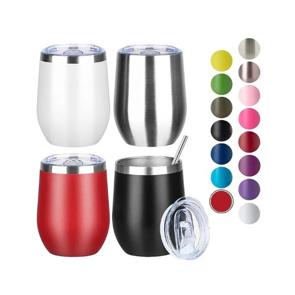 Custom 12oz Stainless Steel Egg Shape Wine Coffee Tumbler Double Wall Vacuum Insulated Mug