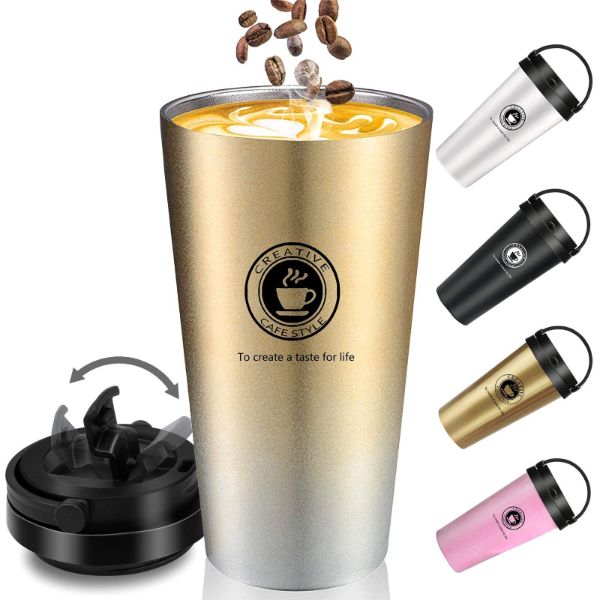 Custom 17oz Stainless Steel Portable Coffee Cup Vacuum Insulated Water Tumbler with Handle