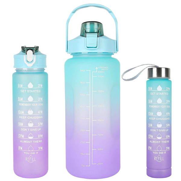 3 in 1 64oz 32oz 16oz Large Leakproof NPA Free Plastic Sports Bottle for Fitness, Gym, Outdoor,Travel