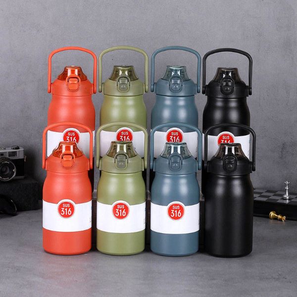 Custom 316 Stainless Steel High Quality Insulated Thermos Water Bottle with Straw for Sports and Travel