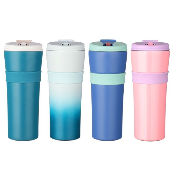 Custom Stainless Steel Thermal Car Sippy Cups  Reusable Vacuum Insulated Coffee Cup Water Bottle