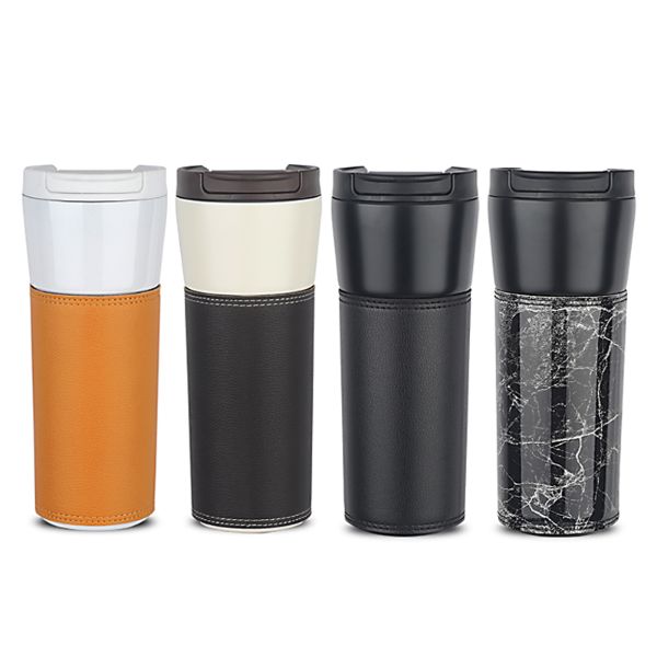 16oz Portable Water Bottle Cup Stainless Steel Insulated Coffee Tumbler with Lid and Cup Holder