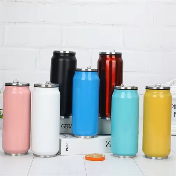 Custom 15oz Stainless Steel Vacuum Insulated Beer Cup Tumbler Cola Cans Water Bottle with Straw