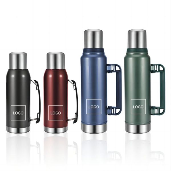 Large Capacity Double Wall Stainless Steel Vacuum Insulated Travel Thermos with Handle and Separate Lid