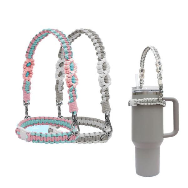 Daisy Handmade Bohemian Style 30oz 40oz Woven cup lanyard Holder Water Bottle Handle Strap