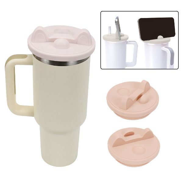 Replacement Fit for Stanley Cup 40oz with Handle Food Grade Silicone Lid Cell Phone Holder LeakProof Tumbler Covers