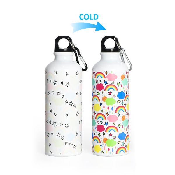 Custom recycled magic cold pattern color changing 500ml sport aluminum water bottle